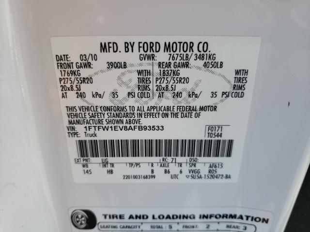 Photo 9 VIN: 1FTFW1EV8AFB93533 - FORD F150 SUPER 