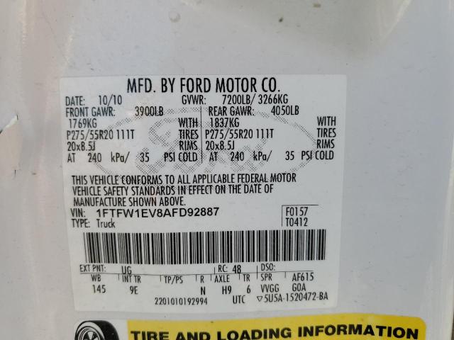 Photo 9 VIN: 1FTFW1EV8AFD92887 - FORD F150 SUPER 