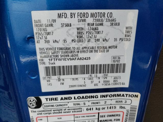 Photo 9 VIN: 1FTFW1EV9AFA82425 - FORD F150 SUPER 