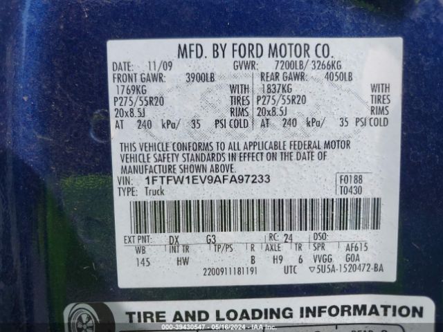 Photo 8 VIN: 1FTFW1EV9AFA97233 - FORD F150 