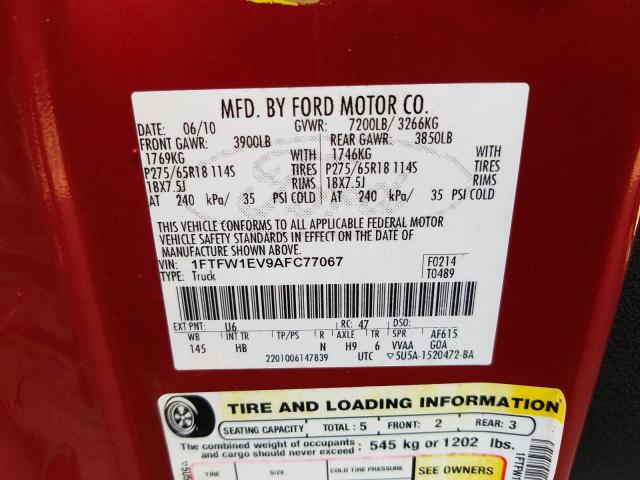 Photo 9 VIN: 1FTFW1EV9AFC77067 - FORD F150 SUPER 