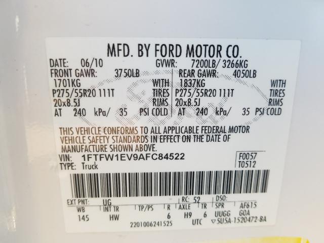 Photo 9 VIN: 1FTFW1EV9AFC84522 - FORD F150 SUPER 