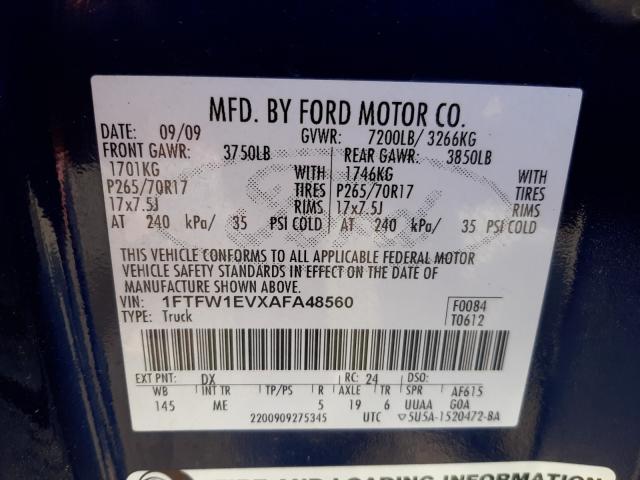 Photo 9 VIN: 1FTFW1EVXAFA48560 - FORD F150 SUPER 