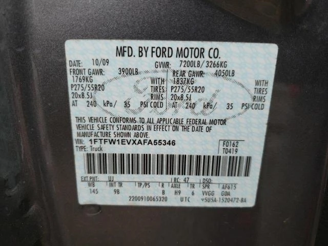 Photo 11 VIN: 1FTFW1EVXAFA55346 - FORD F150 SUPER 