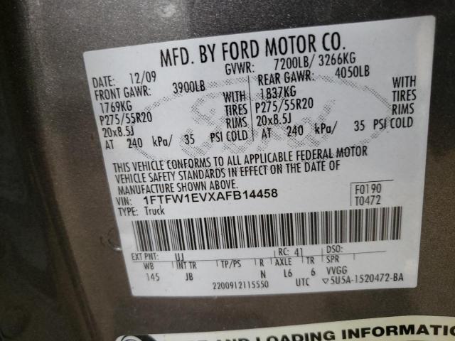 Photo 9 VIN: 1FTFW1EVXAFB14458 - FORD F150 SUPER 