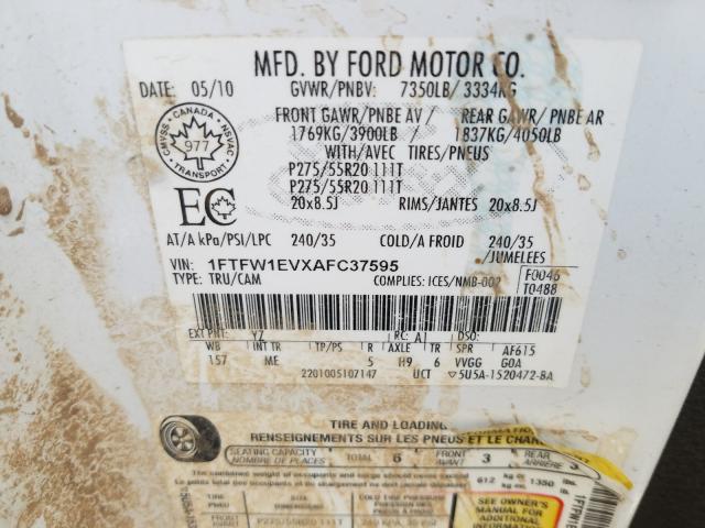 Photo 9 VIN: 1FTFW1EVXAFC37595 - FORD F150 SUPER 