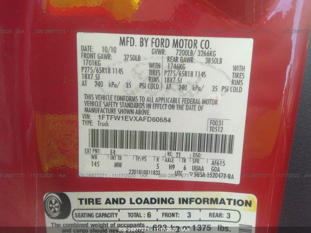 Photo 8 VIN: 1FTFW1EVXAFD60684 - FORD F-150 