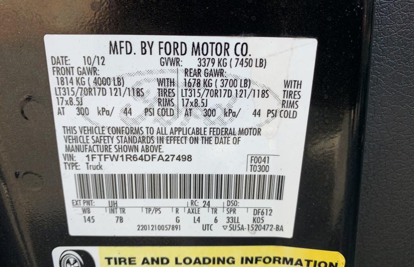 Photo 9 VIN: 1FTFW1R64DFA27498 - FORD F150 SVT R 