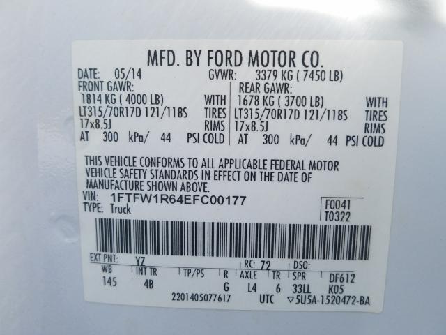 Photo 9 VIN: 1FTFW1R64EFC00177 - FORD F150 SVT R 