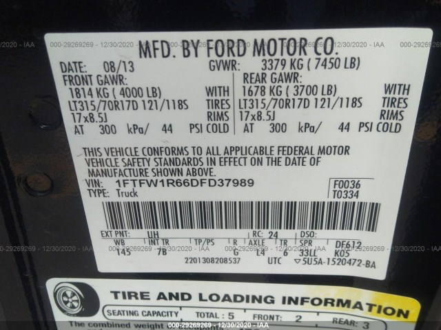 Photo 8 VIN: 1FTFW1R66DFD37989 - FORD F-150 