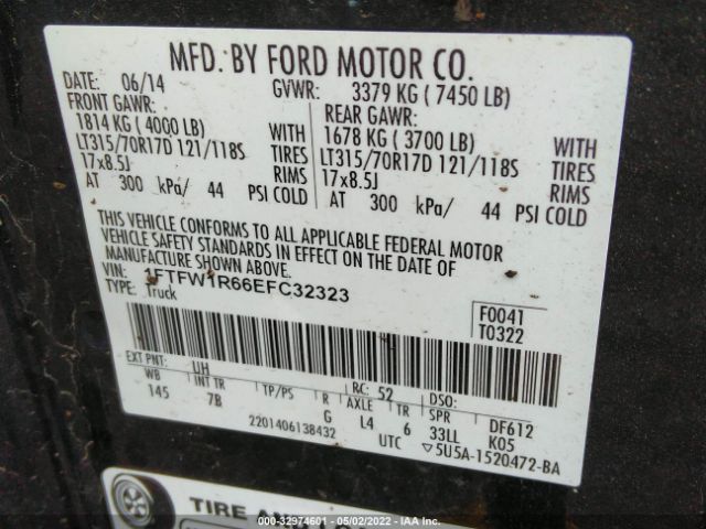 Photo 8 VIN: 1FTFW1R66EFC32323 - FORD F-150 