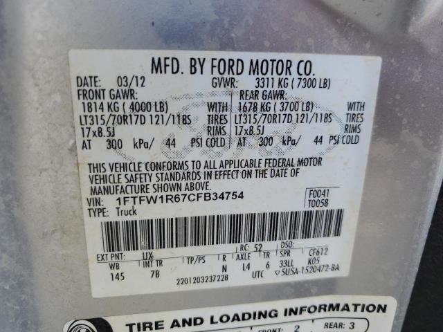 Photo 11 VIN: 1FTFW1R67CFB34754 - FORD F150 SVT R 