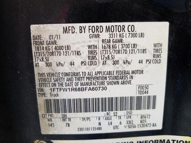 Photo 9 VIN: 1FTFW1R68BFA60730 - FORD F150 SVT R 