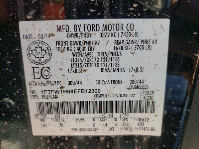 Photo 9 VIN: 1FTFW1R68EFB12300 - FORD F150 SVT R 