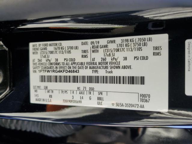 Photo 11 VIN: 1FTFW1RG4KFD46843 - FORD F150 