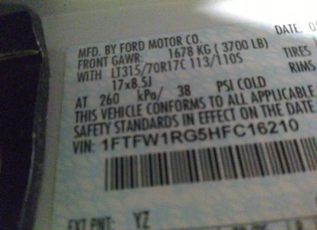 Photo 8 VIN: 1FTFW1RG5HFC16210 - FORD F-150 