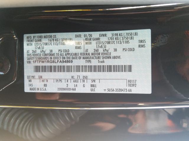 Photo 9 VIN: 1FTFW1RG8LFA94869 - FORD F150 RAPTO 