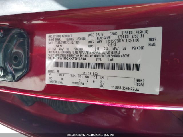 Photo 8 VIN: 1FTFW1RGXKFB16708 - FORD F-150 