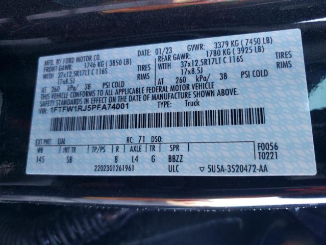 Photo 13 VIN: 1FTFW1RJ5PFA74001 - FORD F150 