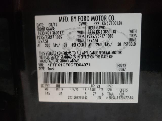 Photo 9 VIN: 1FTFX1CF0CFD04071 - FORD F150 SUPER 