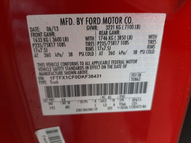 Photo 9 VIN: 1FTFX1CF0DKF38431 - FORD F150 SUPER 