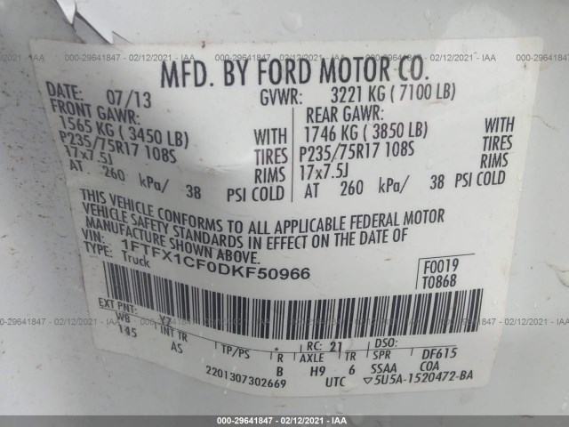 Photo 8 VIN: 1FTFX1CF0DKF50966 - FORD F-150 