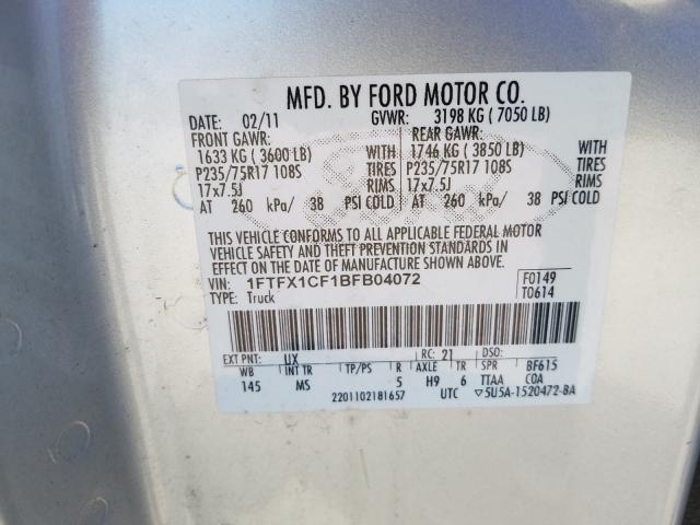 Photo 9 VIN: 1FTFX1CF1BFB04072 - FORD F150 SUPER 