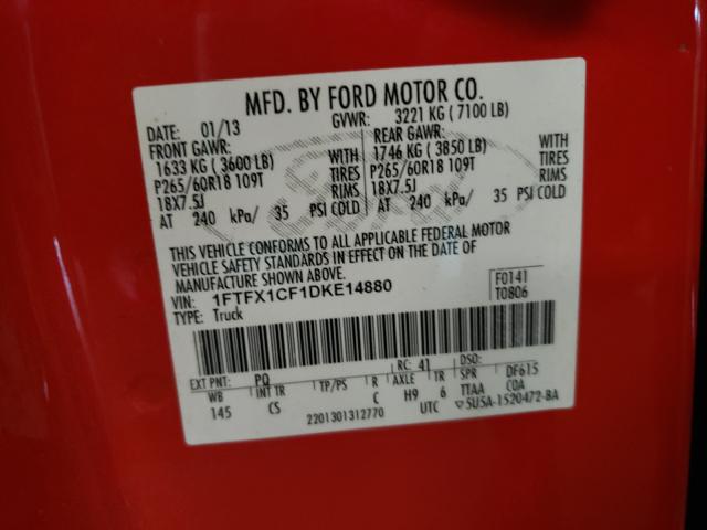 Photo 9 VIN: 1FTFX1CF1DKE14880 - FORD F150 SUPER 