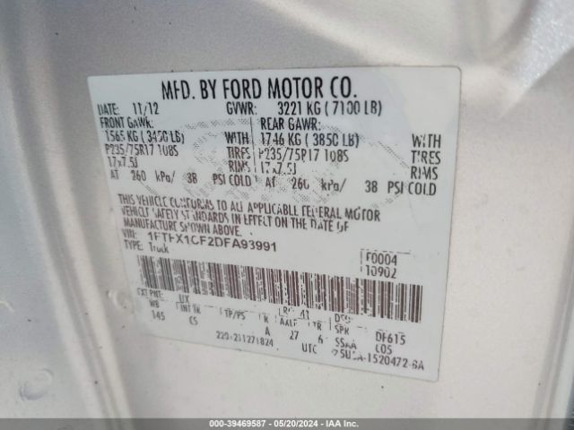 Photo 8 VIN: 1FTFX1CF2DFA93991 - FORD F-150 