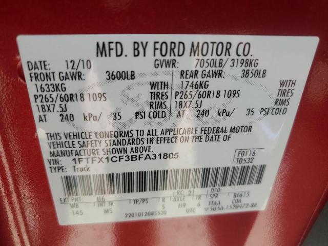 Photo 12 VIN: 1FTFX1CF3BFA31805 - FORD F150 SUPER 