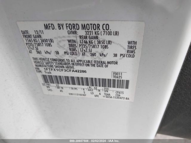 Photo 8 VIN: 1FTFX1CF3CFA42286 - FORD F-150 