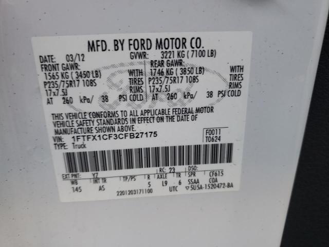 Photo 9 VIN: 1FTFX1CF3CFB27175 - FORD F150 SUPER 