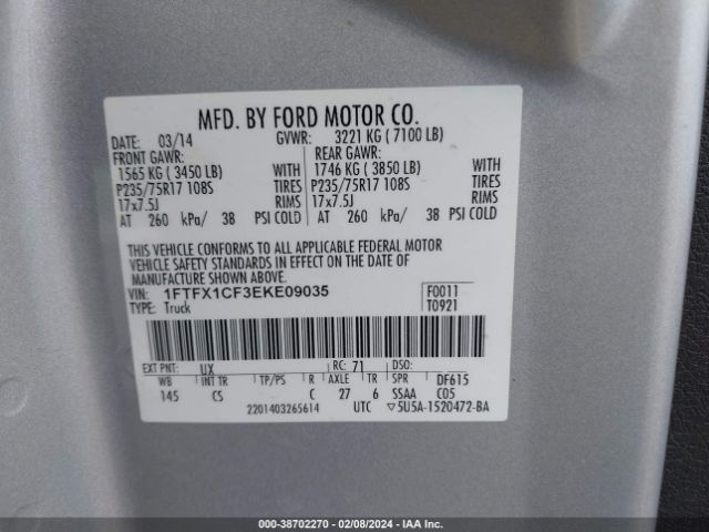 Photo 8 VIN: 1FTFX1CF3EKE09035 - FORD F-150 