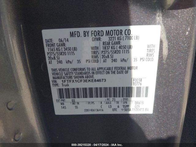 Photo 8 VIN: 1FTFX1CF3EKE84673 - FORD F150 