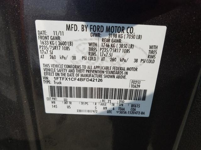 Photo 9 VIN: 1FTFX1CF4BFD42126 - FORD F150 SUPER 