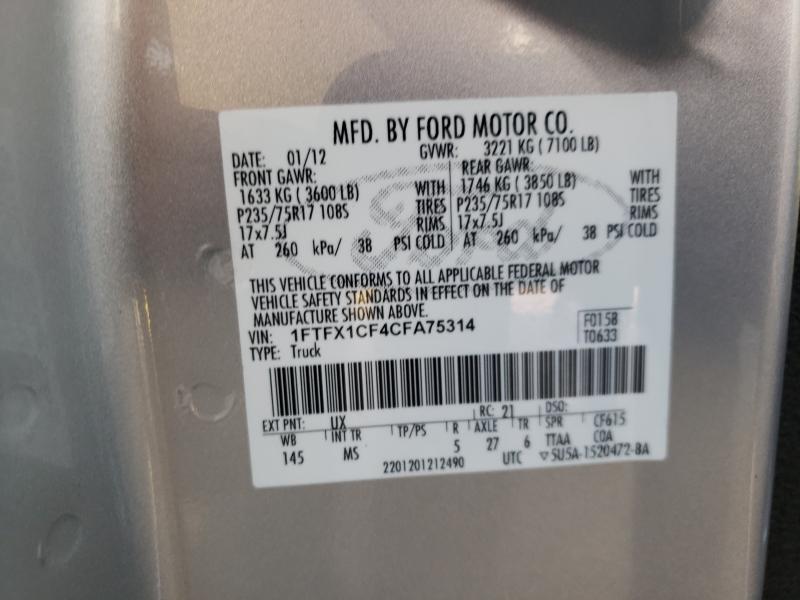 Photo 9 VIN: 1FTFX1CF4CFA75314 - FORD F150 SUPER 