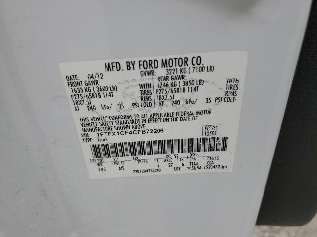 Photo 9 VIN: 1FTFX1CF4CFB72206 - FORD F150 SUPER 