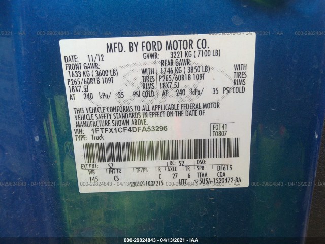 Photo 8 VIN: 1FTFX1CF4DFA53296 - FORD F-150 