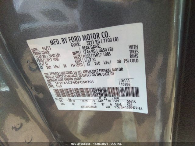 Photo 8 VIN: 1FTFX1CF4DFC58701 - FORD F-150 