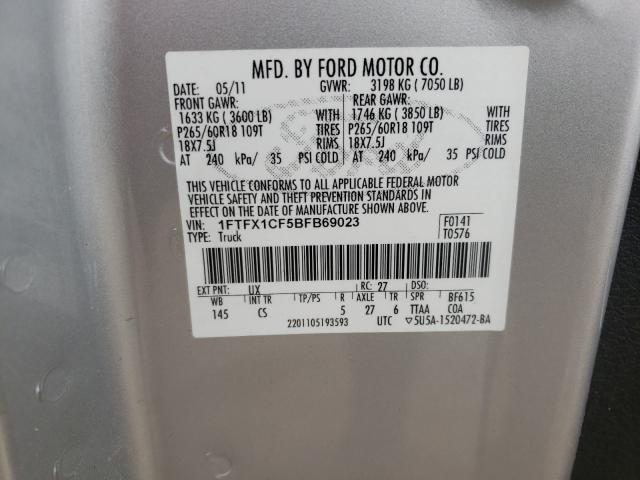 Photo 9 VIN: 1FTFX1CF5BFB69023 - FORD F150 SUPER 