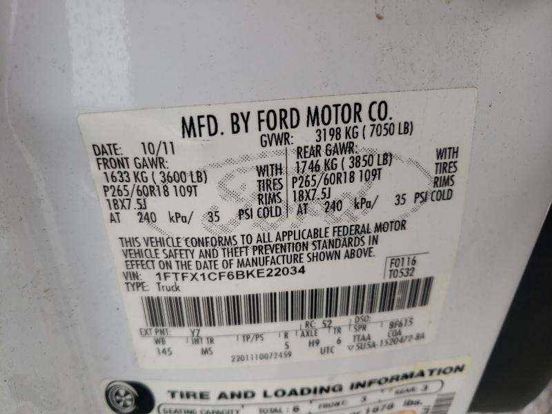 Photo 9 VIN: 1FTFX1CF6BKE22034 - FORD F150 SUPER 