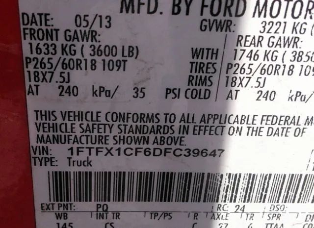 Photo 8 VIN: 1FTFX1CF6DFC39647 - FORD F-150 