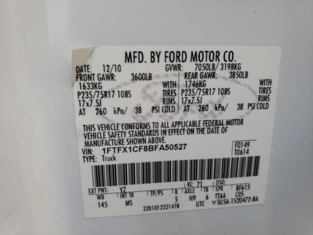 Photo 9 VIN: 1FTFX1CF8BFA50527 - FORD F150 SUPER 