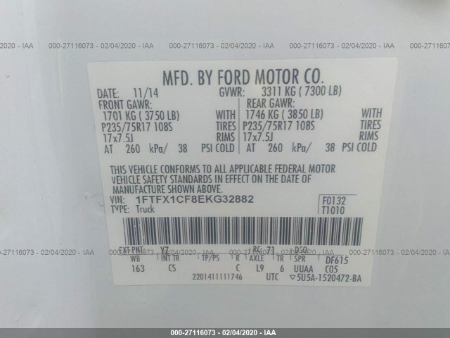 Photo 8 VIN: 1FTFX1CF8EKG32882 - FORD F-150 