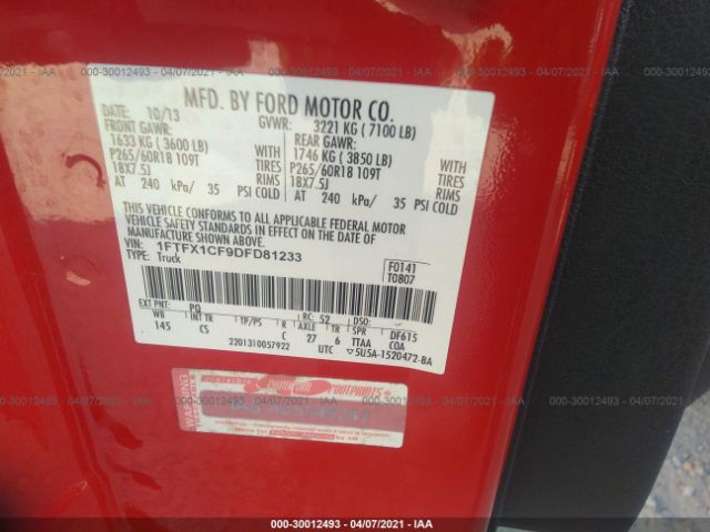 Photo 8 VIN: 1FTFX1CF9DFD81233 - FORD F-150 