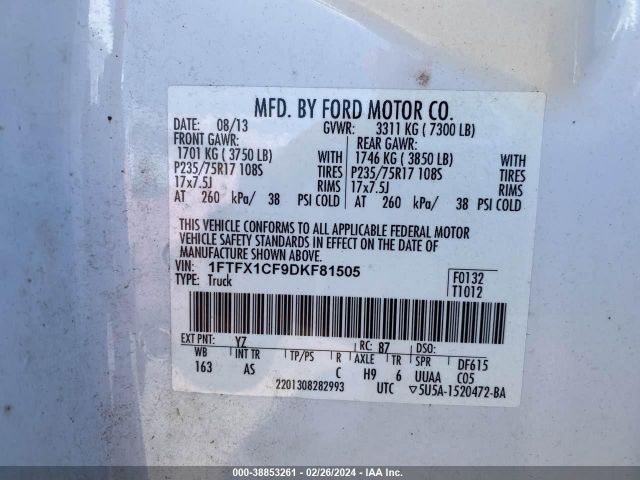 Photo 8 VIN: 1FTFX1CF9DKF81505 - FORD F-150 