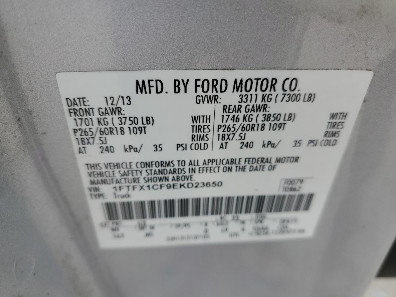 Photo 11 VIN: 1FTFX1CF9EKD23650 - FORD F-150 