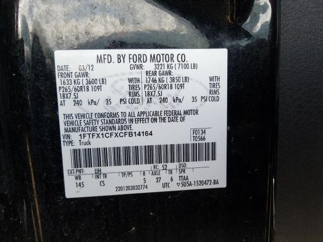 Photo 9 VIN: 1FTFX1CFXCFB14164 - FORD F150 SUPER 