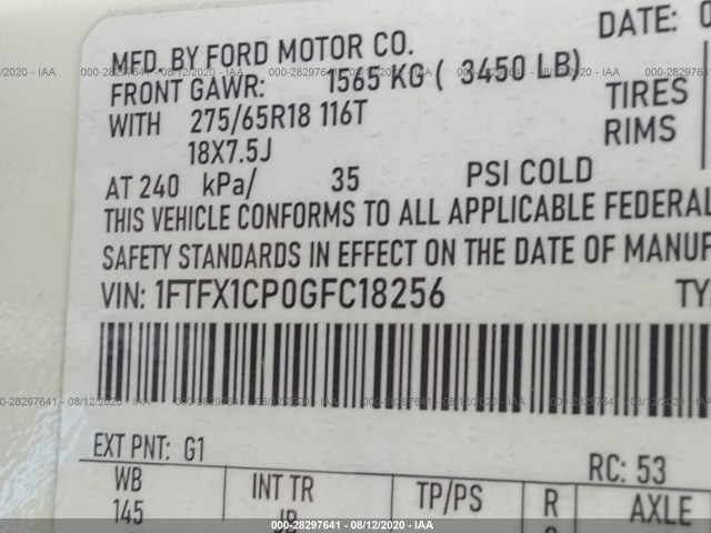 Photo 8 VIN: 1FTFX1CP0GFC18256 - FORD F150 