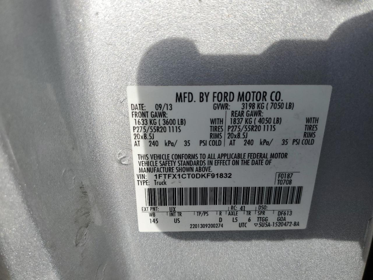 Photo 11 VIN: 1FTFX1CT0DKF91832 - FORD F-150 